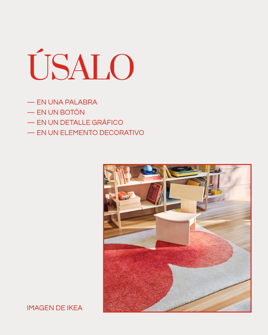 Un detalle en rojo.
Y todo cambia ♦️
¿Lo has probado?
#rojoinesperado #acentorojo #diseñográfico #unexpectedredtheory #vabekaestudio