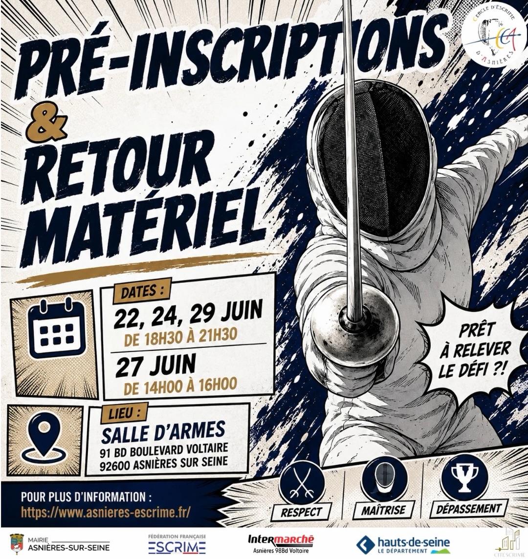🤺 PRÉ-INSCRIPTIONS SAISON 2026-2027 : C’EST PARTI...